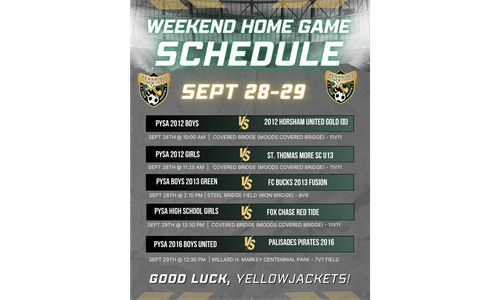 Weekend Home game schedule (9/28-9/29)